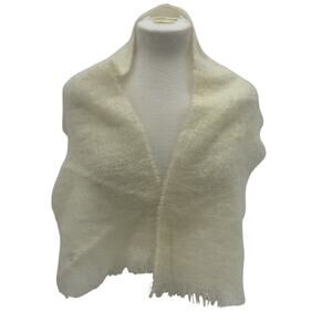 Vintage Knit De Mura Mohair Wool Scarf - Cream Preowned Women's Accessory